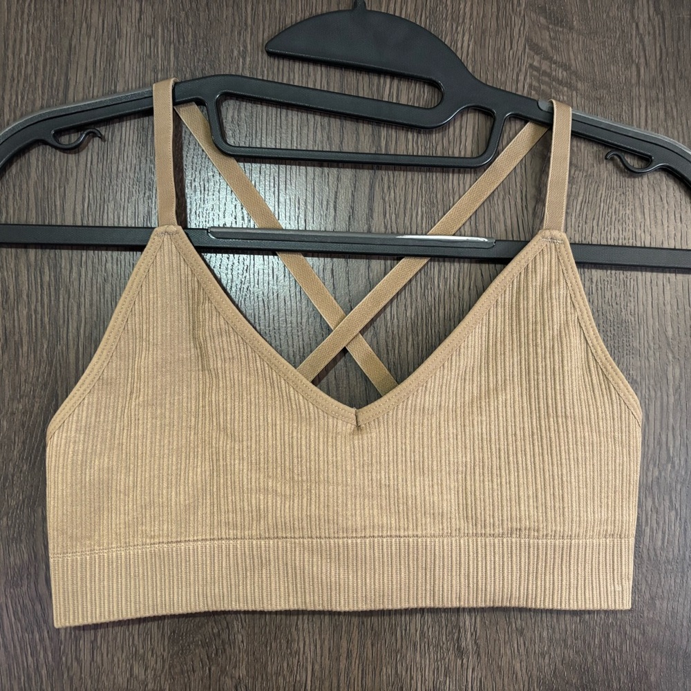 Good American sports bra tan size 0